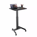 Mount-It! Height Adjustable Rolling Laptop Desk with Wheels | 23.6 x 20.5 | Sit Stand Mobile Workstation Cart w/ Pneumatic Spring Lift | Black