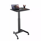 Mount-It! Height Adjustable Rolling Laptop Desk with Wheels | 23.6 x 20.5 | Sit Stand Mobile Workstation Cart w/ Pneumatic Spring Lift | Black