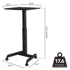 Mount-It! Scrivania Portatile Regolabile in Altezza con Ruote | 23.6 x 20.5 | Postazione di Lavoro Mobile Sit Stand con Sollevamento a Molla Pneumatica | Nero