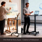 Mount-It! Scrivania Portatile Regolabile in Altezza con Ruote | 23.6 x 20.5 | Postazione di Lavoro Mobile Sit Stand con Sollevamento a Molla Pneumatica | Nero