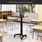 Mount-It! Scrivania Portatile Regolabile in Altezza con Ruote | 23.6 x 20.5 | Postazione di Lavoro Mobile Sit Stand con Sollevamento a Molla Pneumatica | Nero