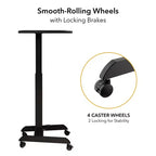 Mount-It! Scrivania Portatile Regolabile in Altezza con Ruote | 23.6 x 20.5 | Postazione di Lavoro Mobile Sit Stand con Sollevamento a Molla Pneumatica | Nero