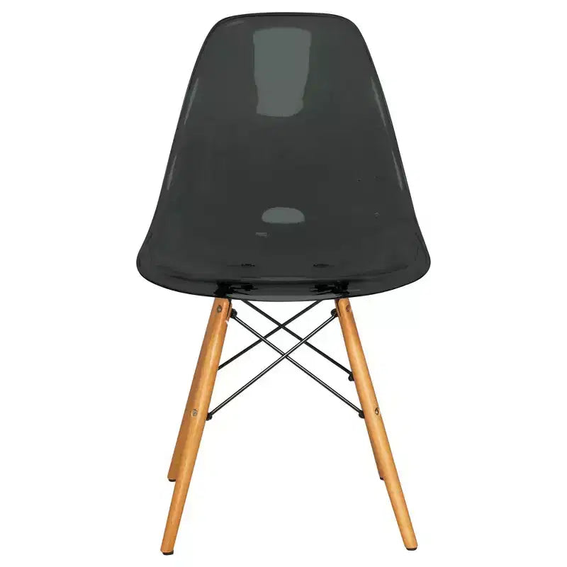 LeisureMod Cresco (Set di 4) Sedie da Pranzo in Acrilico Moderne di Metà Secolo con Gambe Eiffel in Legno - Sedie per Cucina e Sala da Pranzo
