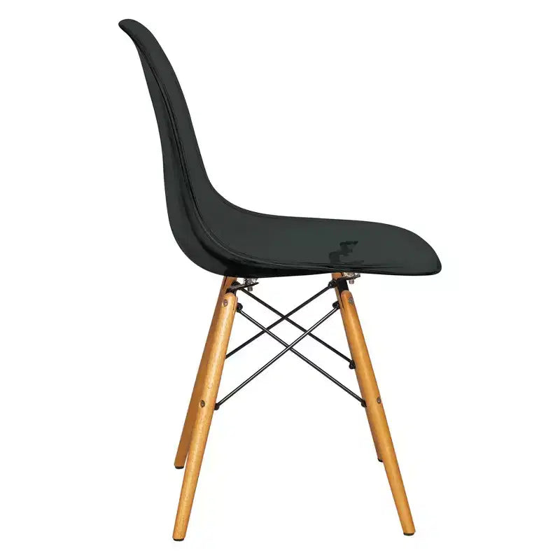 LeisureMod Cresco (Set di 4) Sedie da Pranzo in Acrilico Moderne di Metà Secolo con Gambe Eiffel in Legno - Sedie per Cucina e Sala da Pranzo