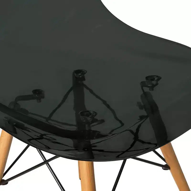 LeisureMod Cresco (Set di 4) Sedie da Pranzo in Acrilico Moderne di Metà Secolo con Gambe Eiffel in Legno - Sedie per Cucina e Sala da Pranzo