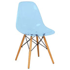 LeisureMod Cresco (Set di 4) Sedie da Pranzo in Acrilico Moderne di Metà Secolo con Gambe Eiffel in Legno - Sedie per Cucina e Sala da Pranzo