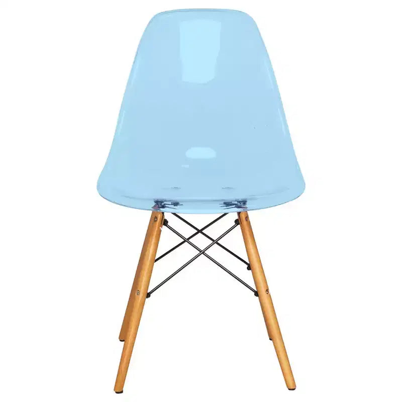 LeisureMod Cresco (Set di 4) Sedie da Pranzo in Acrilico Moderne di Metà Secolo con Gambe Eiffel in Legno - Sedie per Cucina e Sala da Pranzo