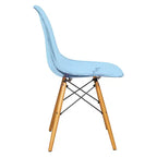LeisureMod Cresco (Set di 4) Sedie da Pranzo in Acrilico Moderne di Metà Secolo con Gambe Eiffel in Legno - Sedie per Cucina e Sala da Pranzo