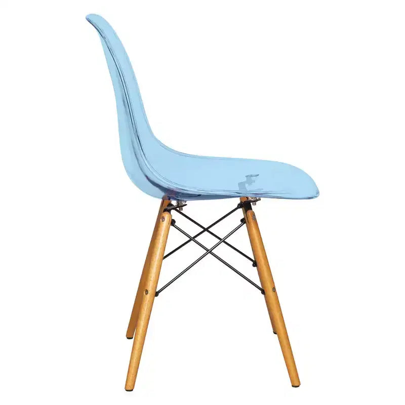 LeisureMod Cresco (Set di 4) Sedie da Pranzo in Acrilico Moderne di Metà Secolo con Gambe Eiffel in Legno - Sedie per Cucina e Sala da Pranzo