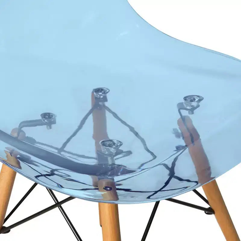 LeisureMod Cresco (Set di 4) Sedie da Pranzo in Acrilico Moderne di Metà Secolo con Gambe Eiffel in Legno - Sedie per Cucina e Sala da Pranzo