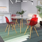 LeisureMod Cresco (Set di 4) Sedie da Pranzo in Acrilico Moderne di Metà Secolo con Gambe Eiffel in Legno - Sedie per Cucina e Sala da Pranzo