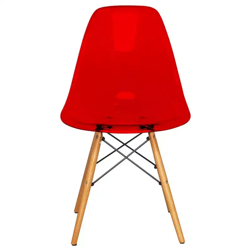 LeisureMod Cresco (Set di 4) Sedie da Pranzo in Acrilico Moderne di Metà Secolo con Gambe Eiffel in Legno - Sedie per Cucina e Sala da Pranzo