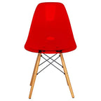 LeisureMod Cresco (Set di 4) Sedie da Pranzo in Acrilico Moderne di Metà Secolo con Gambe Eiffel in Legno - Sedie per Cucina e Sala da Pranzo