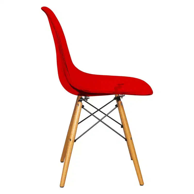 LeisureMod Cresco (Set di 4) Sedie da Pranzo in Acrilico Moderne di Metà Secolo con Gambe Eiffel in Legno - Sedie per Cucina e Sala da Pranzo