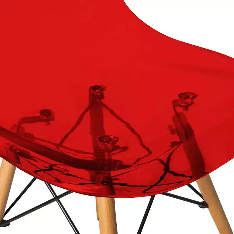 LeisureMod Cresco (Set di 4) Sedie da Pranzo in Acrilico Moderne di Metà Secolo con Gambe Eiffel in Legno - Sedie per Cucina e Sala da Pranzo