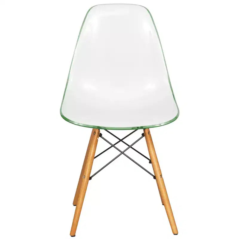 LeisureMod Cresco (Set di 4) Sedie da Pranzo in Acrilico Moderne di Metà Secolo con Gambe Eiffel in Legno - Sedie per Cucina e Sala da Pranzo