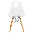 LeisureMod Cresco (Set di 4) Sedie da Pranzo in Acrilico Moderne di Metà Secolo con Gambe Eiffel in Legno - Sedie per Cucina e Sala da Pranzo