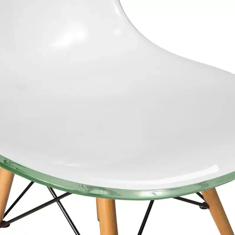 LeisureMod Cresco (Set di 4) Sedie da Pranzo in Acrilico Moderne di Metà Secolo con Gambe Eiffel in Legno - Sedie per Cucina e Sala da Pranzo