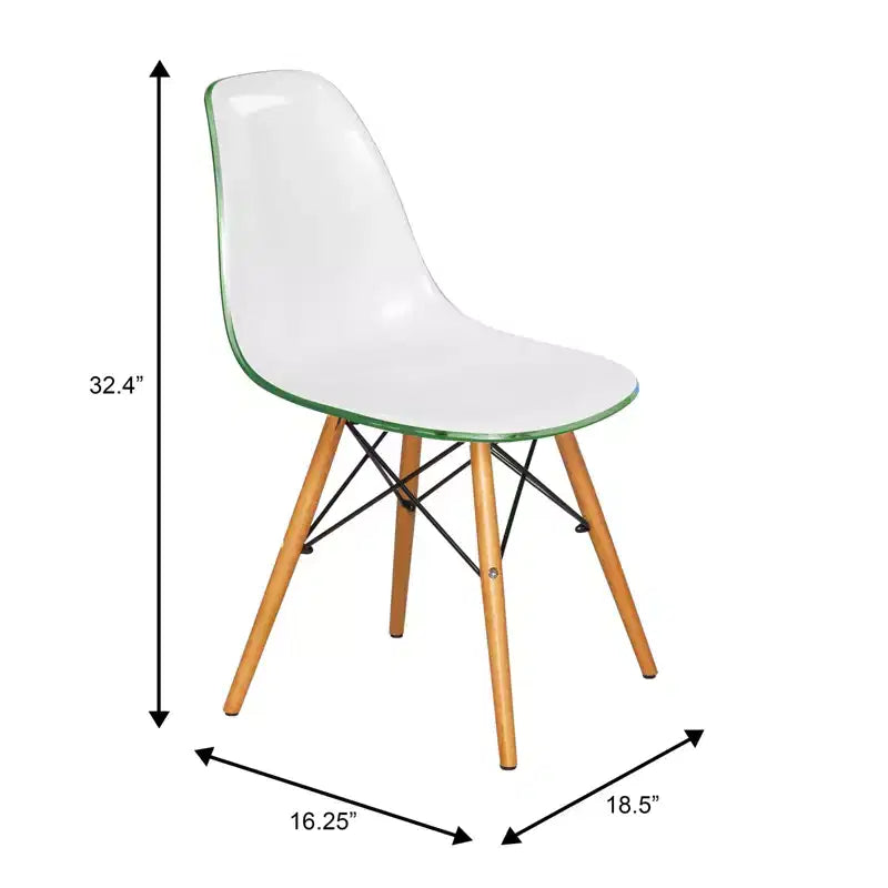 LeisureMod Cresco (Set di 4) Sedie da Pranzo in Acrilico Moderne di Metà Secolo con Gambe Eiffel in Legno - Sedie per Cucina e Sala da Pranzo