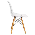 LeisureMod Cresco (Set di 4) Sedie da Pranzo in Acrilico Moderne di Metà Secolo con Gambe Eiffel in Legno - Sedie per Cucina e Sala da Pranzo