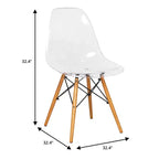 LeisureMod Cresco (Set di 4) Sedie da Pranzo in Acrilico Moderne di Metà Secolo con Gambe Eiffel in Legno - Sedie per Cucina e Sala da Pranzo