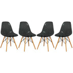 LeisureMod Cresco (Set di 4) Sedie da Pranzo in Acrilico Moderne di Metà Secolo con Gambe Eiffel in Legno - Sedie per Cucina e Sala da Pranzo