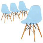 LeisureMod Cresco (Set di 4) Sedie da Pranzo in Acrilico Moderne di Metà Secolo con Gambe Eiffel in Legno - Sedie per Cucina e Sala da Pranzo