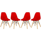 LeisureMod Cresco (Set di 4) Sedie da Pranzo in Acrilico Moderne di Metà Secolo con Gambe Eiffel in Legno - Sedie per Cucina e Sala da Pranzo
