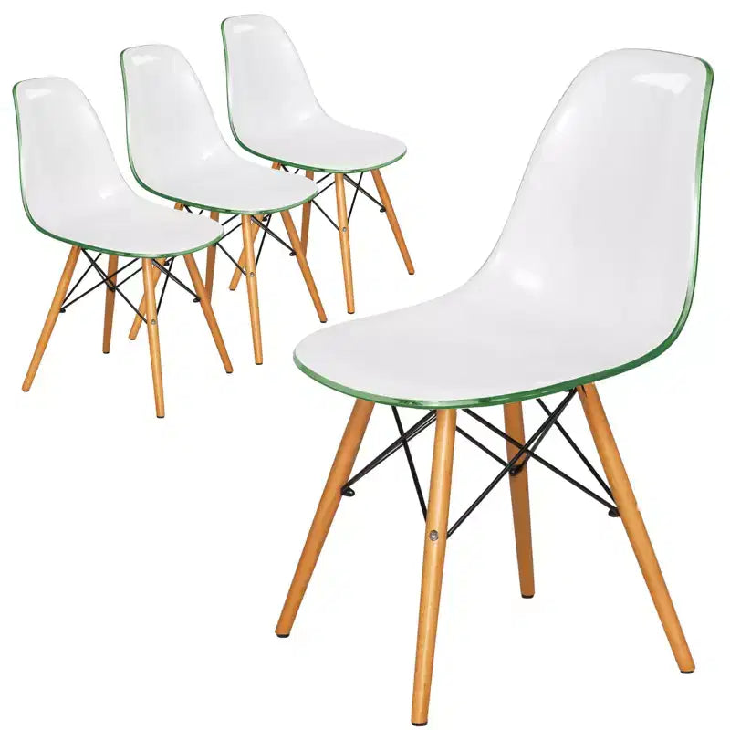 LeisureMod Cresco (Set di 4) Sedie da Pranzo in Acrilico Moderne di Metà Secolo con Gambe Eiffel in Legno - Sedie per Cucina e Sala da Pranzo