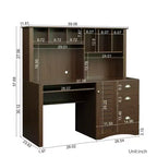 Scrivania per computer con libreria per ufficio, workstation con cassetti 4W - ModernLuxe
