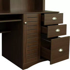 Scrivania per computer con libreria per ufficio, workstation con cassetti 4W - ModernLuxe