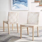 Sedia da pranzo in pelle Tyria (Set di 2) - DCH1203 - Bianco/Naturale - Safavieh