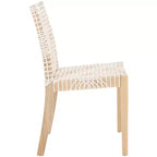 Sedia da pranzo in pelle Tyria (Set di 2) - DCH1203 - Bianco/Naturale - Safavieh