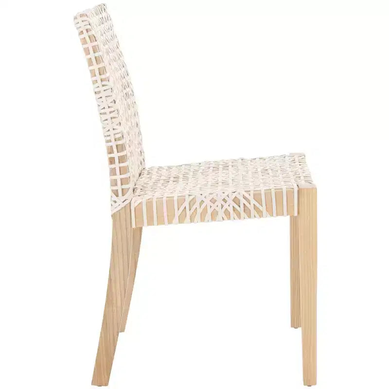 Sedia da pranzo in pelle Tyria (Set di 2) - DCH1203 - Bianco/Naturale - Safavieh