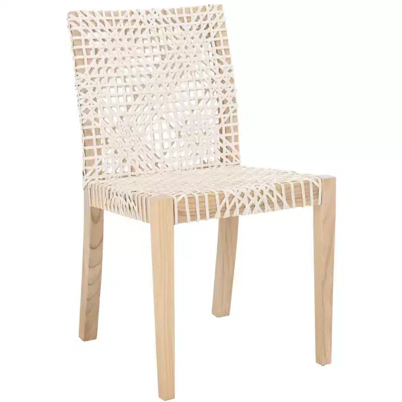 Sedia da pranzo in pelle Tyria (Set di 2) - DCH1203 - Bianco/Naturale - Safavieh