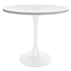 LeisureMod Bristol, tavolo da pranzo rotondo da 36 pollici in stile moderno di metà secolo con piano in MDF e base in ferro bianco, per cucina, sala da pranzo, colazioni e piccoli spazi