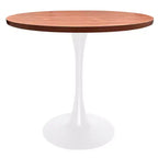 LeisureMod Bristol, tavolo da pranzo rotondo da 36 pollici in stile moderno di metà secolo con piano in MDF e base in ferro bianco, per cucina, sala da pranzo, colazioni e piccoli spazi