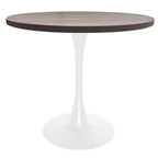 LeisureMod Bristol, tavolo da pranzo rotondo da 36 pollici in stile moderno di metà secolo con piano in MDF e base in ferro bianco, per cucina, sala da pranzo, colazioni e piccoli spazi