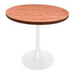 LeisureMod Bristol, tavolo da pranzo rotondo da 36 pollici in stile moderno di metà secolo con piano in MDF e base in ferro bianco, per cucina, sala da pranzo, colazioni e piccoli spazi