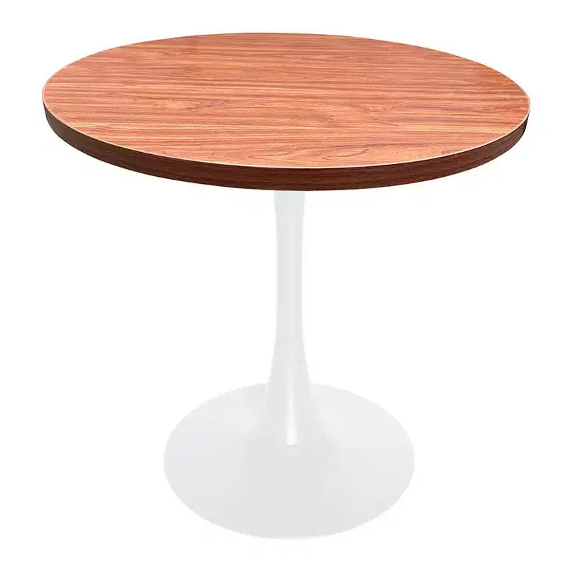 LeisureMod Bristol, tavolo da pranzo rotondo da 36 pollici in stile moderno di metà secolo con piano in MDF e base in ferro bianco, per cucina, sala da pranzo, colazioni e piccoli spazi
