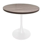 LeisureMod Bristol, tavolo da pranzo rotondo da 36 pollici in stile moderno di metà secolo con piano in MDF e base in ferro bianco, per cucina, sala da pranzo, colazioni e piccoli spazi