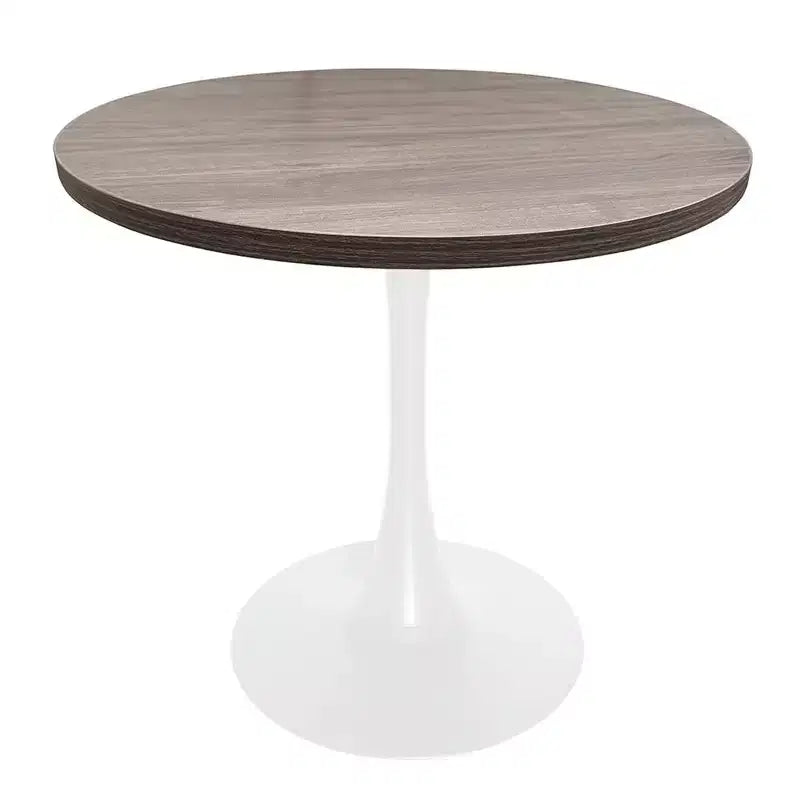 LeisureMod Bristol, tavolo da pranzo rotondo da 36 pollici in stile moderno di metà secolo con piano in MDF e base in ferro bianco, per cucina, sala da pranzo, colazioni e piccoli spazi