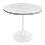 LeisureMod Bristol, tavolo da pranzo rotondo da 36 pollici in stile moderno di metà secolo con piano in MDF e base in ferro bianco, per cucina, sala da pranzo, colazioni e piccoli spazi
