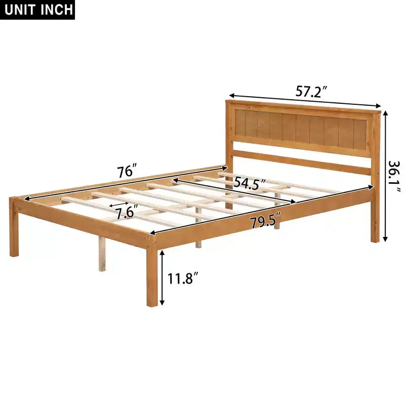 ModernLuxe - Struttura letto a piattaforma in legno matrimoniale/queen/king size con testiera 4W