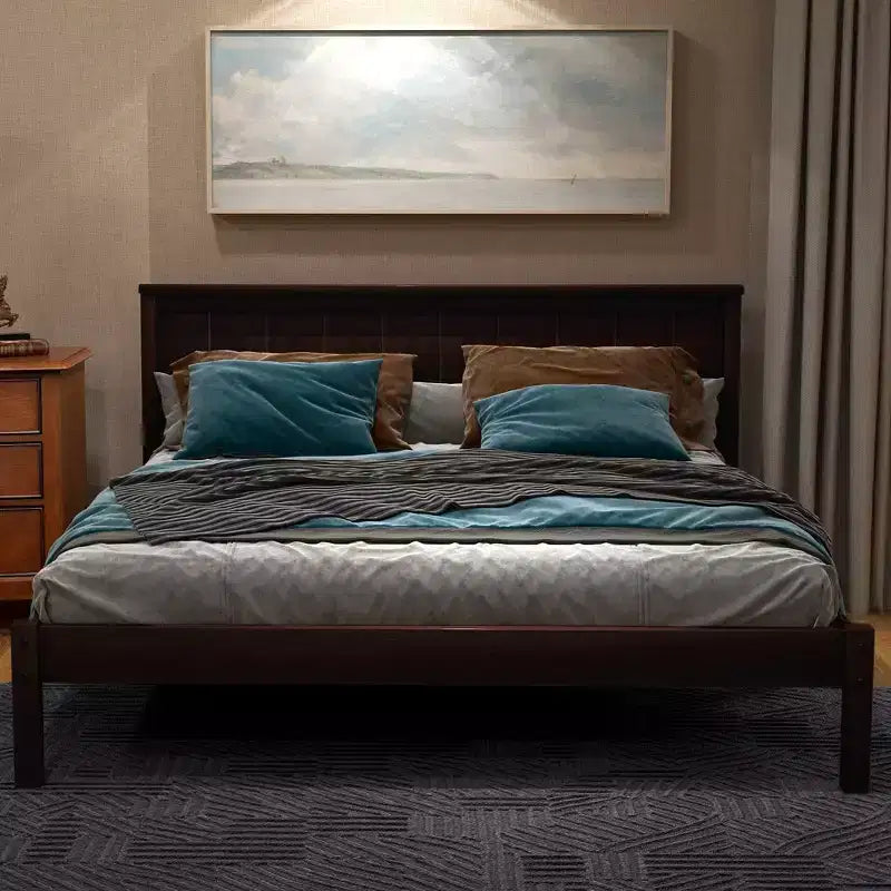 ModernLuxe - Struttura letto a piattaforma in legno matrimoniale/queen/king size con testiera 4W