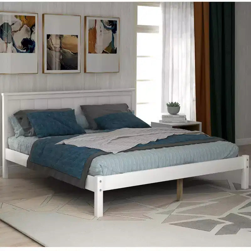 ModernLuxe - Struttura letto a piattaforma in legno matrimoniale/queen/king size con testiera 4W