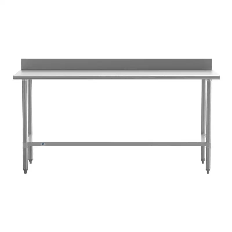 Flash Furniture Reese Tavolo da Lavoro e Preparazione da Cucina in Acciaio Inossidabile 430 di Grado Commerciale, Calibro 18, Certificato NSF con Ripiano Regolabile e Alzatina