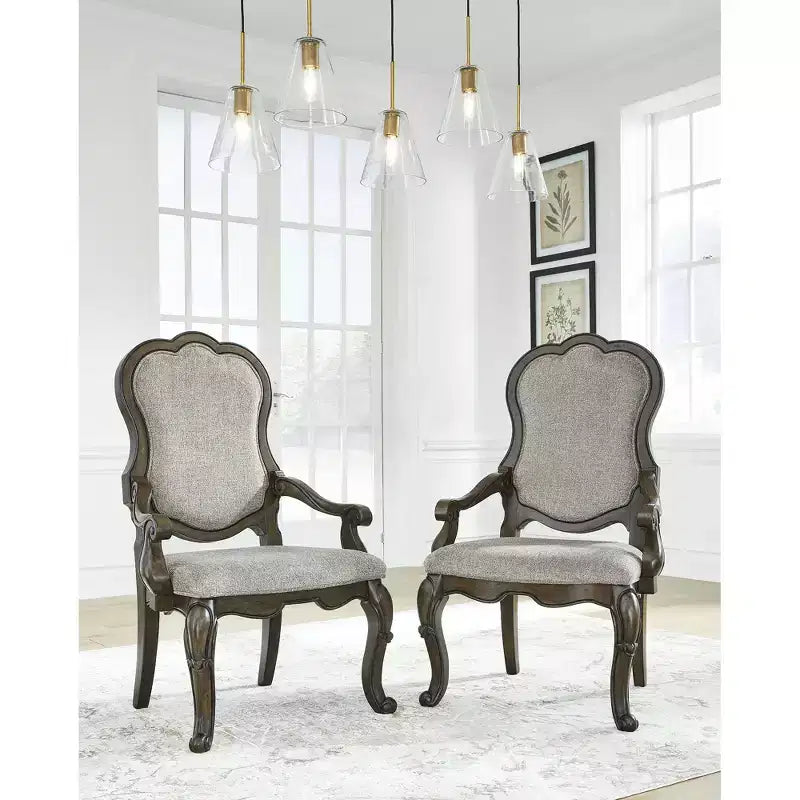 Signature Design by Ashley Maylee, sedia da pranzo con braccioli, set da 2, marrone scuro