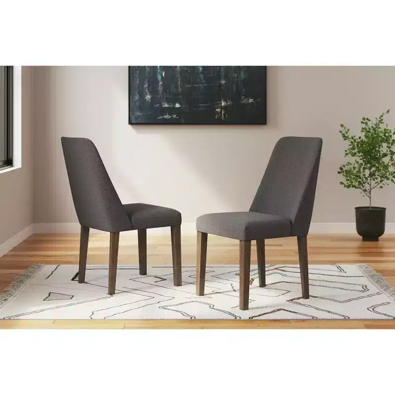 Signature Design by Ashley Lyncott, sedia da pranzo contemporanea imbottita con cuscino in schiuma, set da 2, grigio scuro e marrone