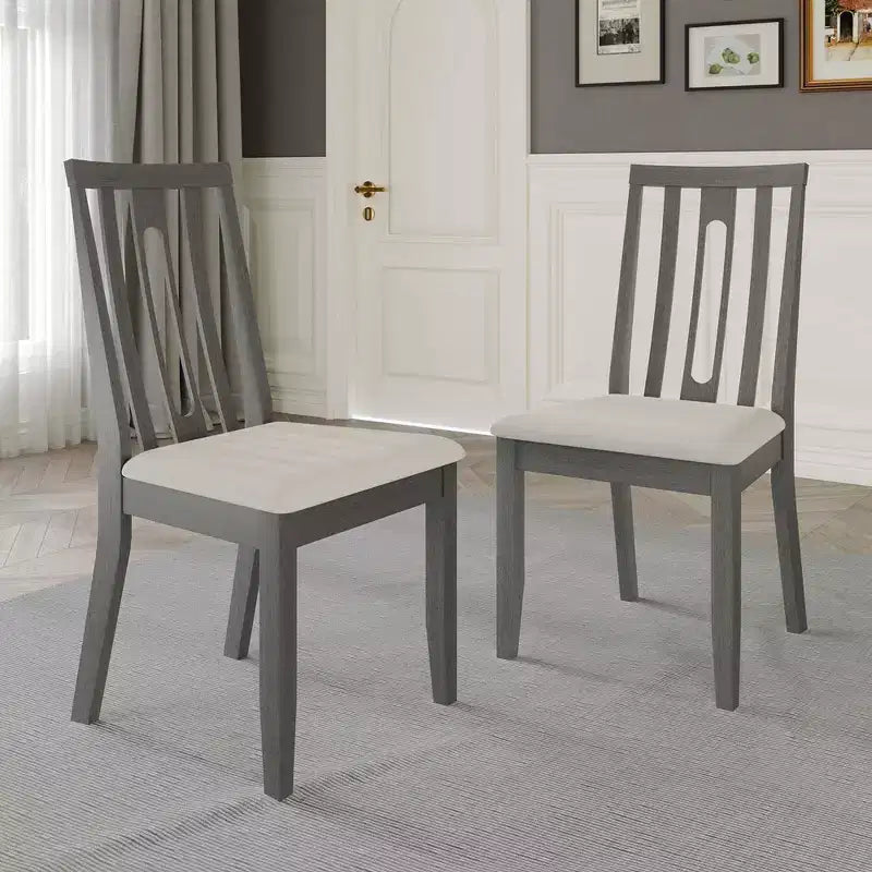 Sedia da pranzo in legno ChaletPosh con rivestimento grigio caldo (set da 2)